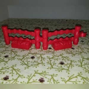 Vintage Little People 2 Replacement Red Fence Pieces Zoo Or Farm